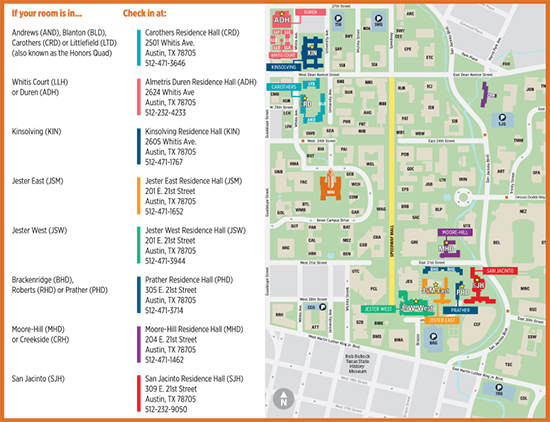 Residence Hall front desk map