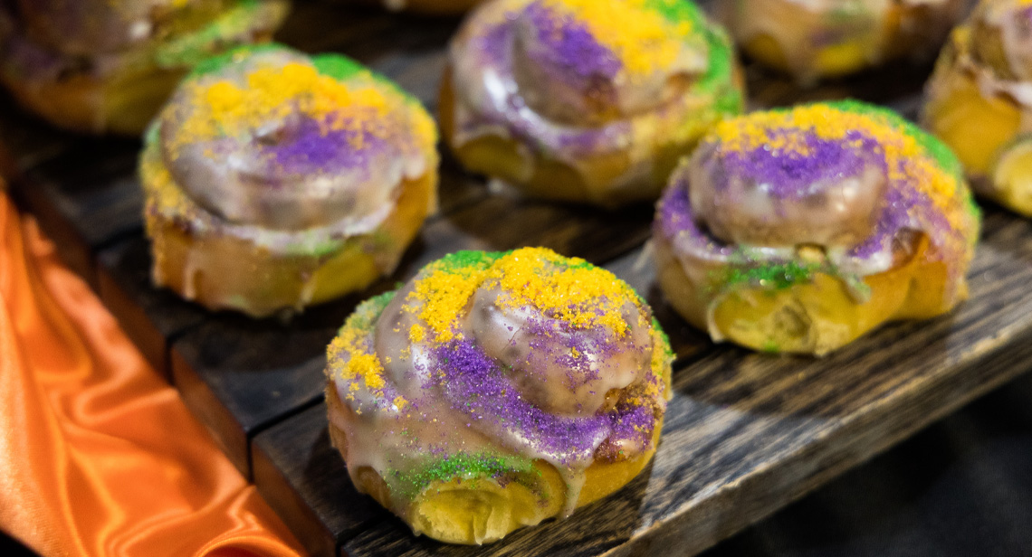 Image of a tray of treats for mardigras