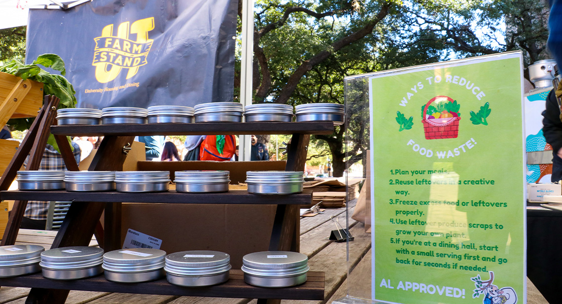Food storage tins on display at the UT Farm Stand Market