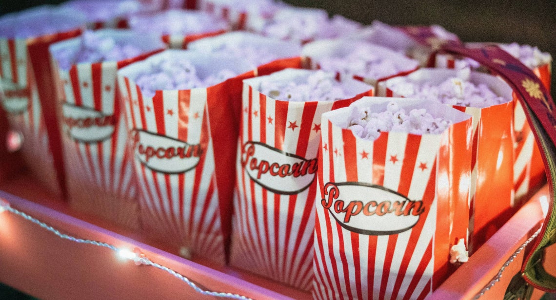 Small popcorn bags displayed in a basket