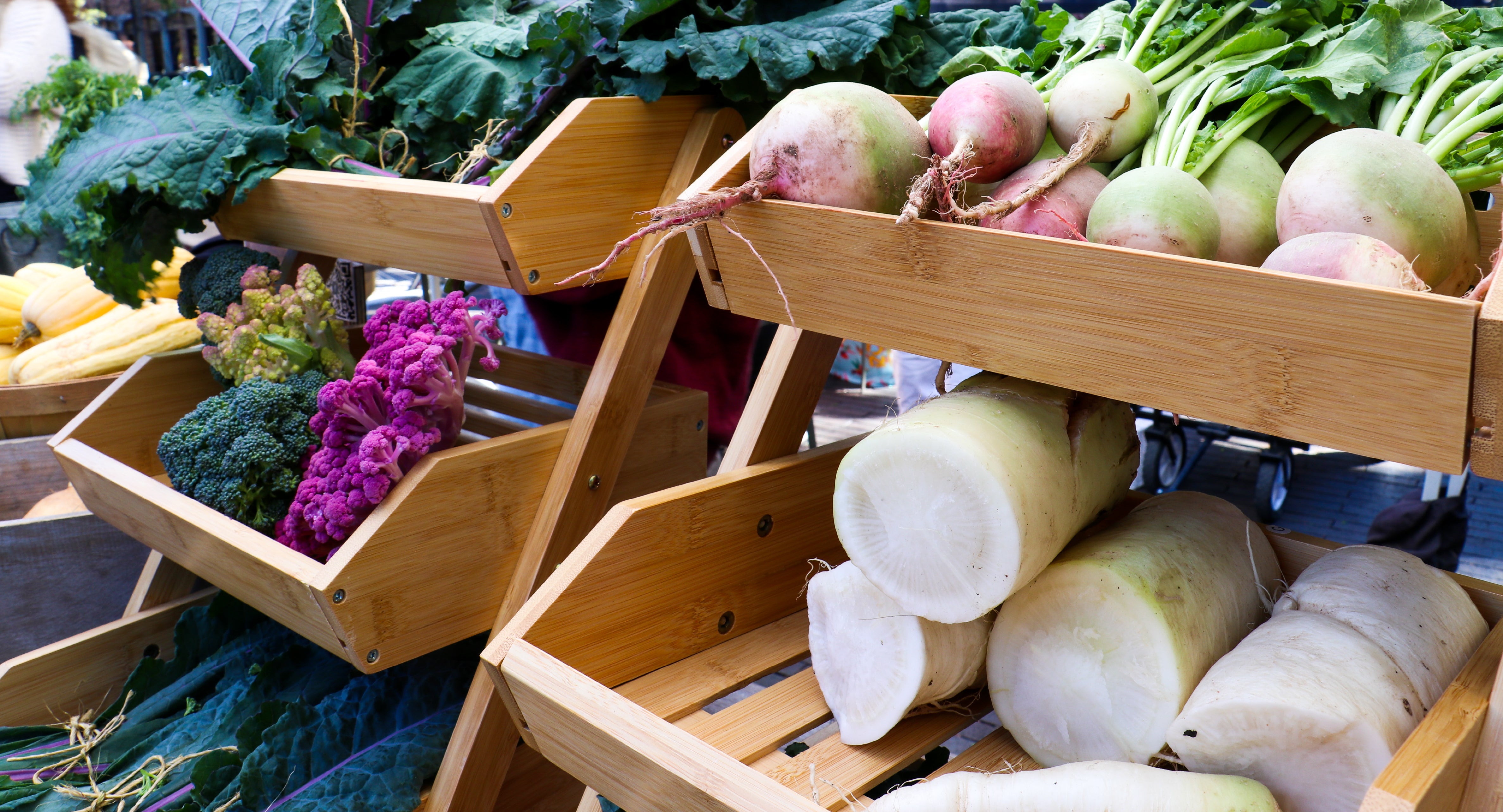 Baskets of produce sold at a UT Farm Stand Market