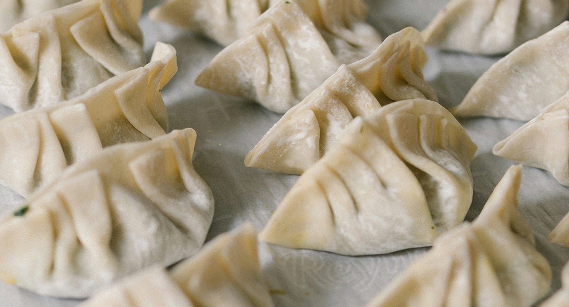 Rows of dumplings