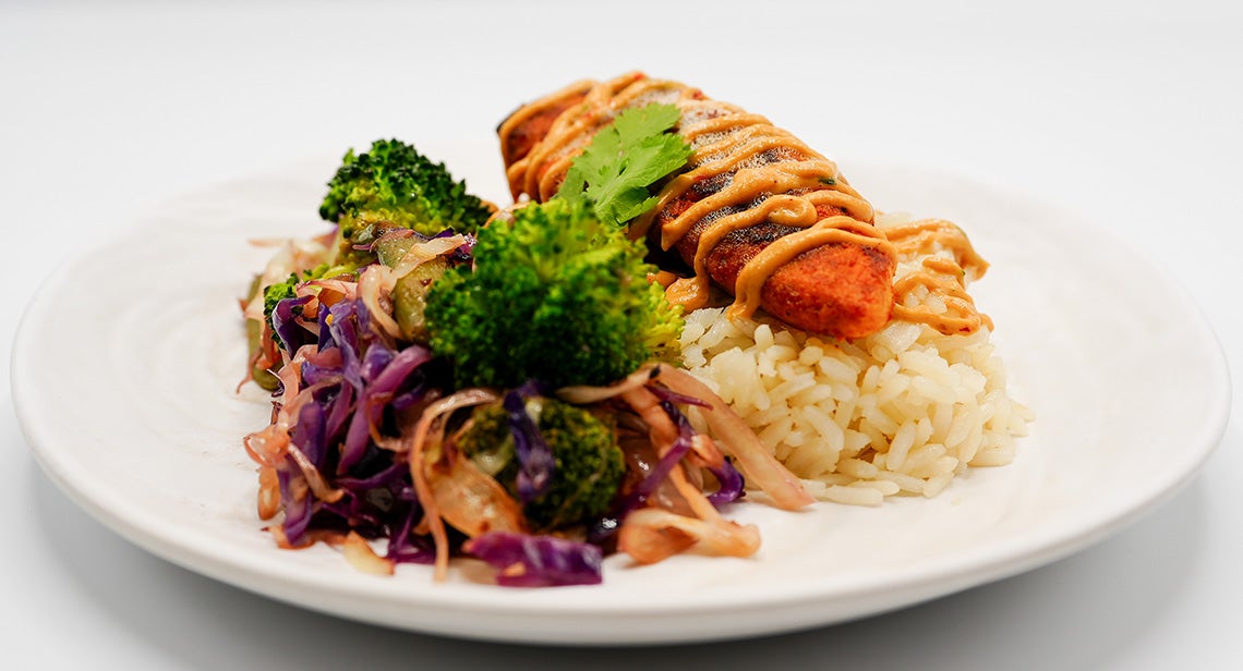 Thai sweet soy chicken satay served on a plate