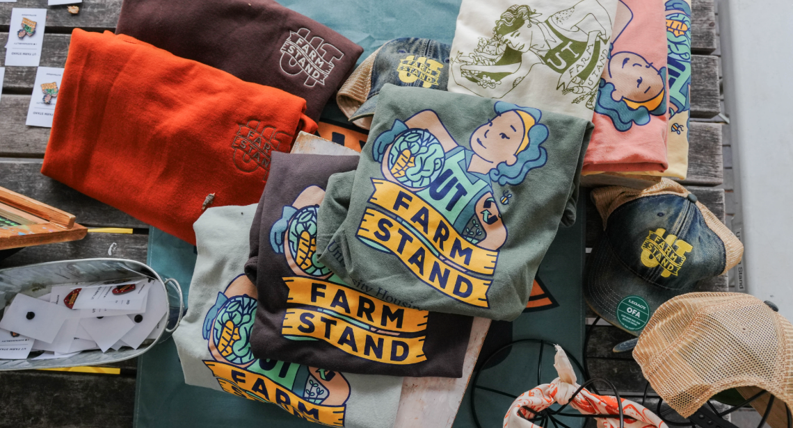 UT Farm Stand merchandise on a table