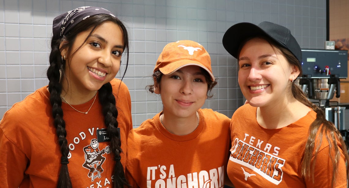 Three UT student baristas at Varsity Grounds
