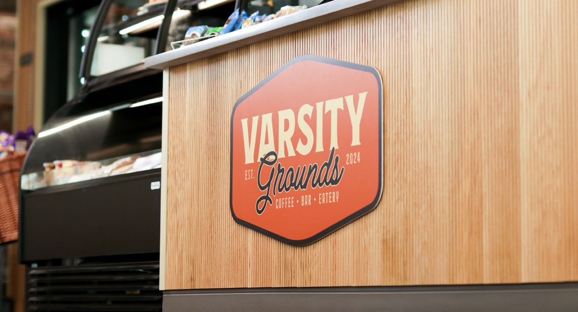 A close up view of the Varsity Grounds counter