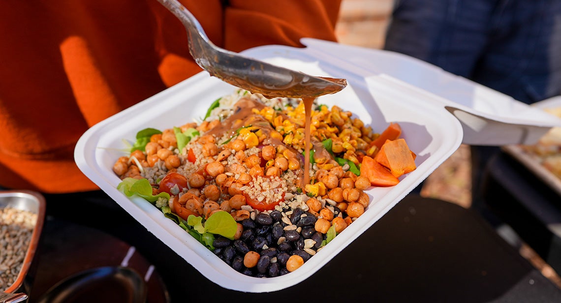 A salad with various toppings at a Pick Local event