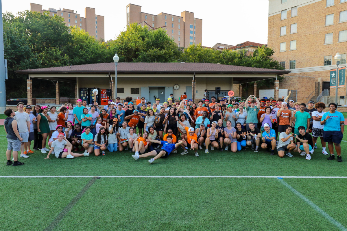 Group of LLC members at Caven Lacrosse and Sports Center at Clark Field at UT
