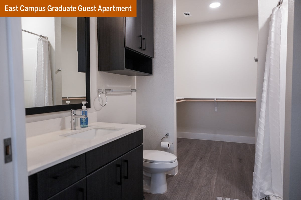 A bathroom in an East Campus Graduate Guest Apartment