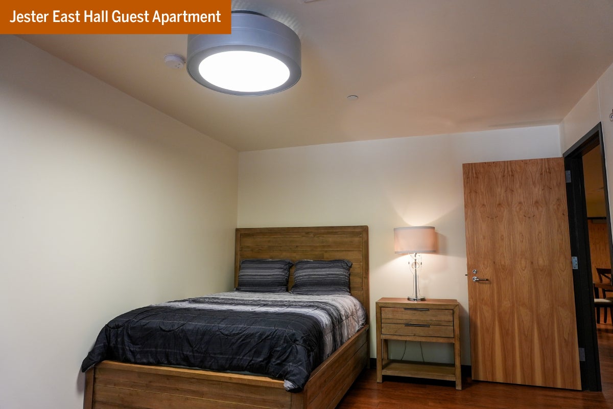 A bedroom in a Jester East Hall Guest Apartment