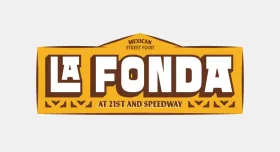 La Fonda logo with sub-logo text saying: At 21st and Speedway