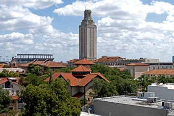 View of the UT Tower and UT Austin campus