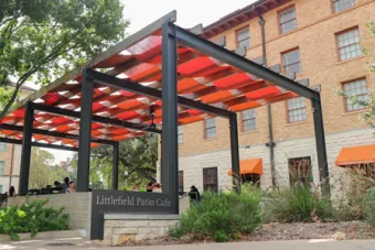 Exterior patio outside Littlefield Patio Cafe