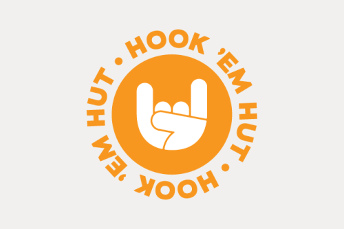 Hook 'em Hut - horns up Hook 'em Hut